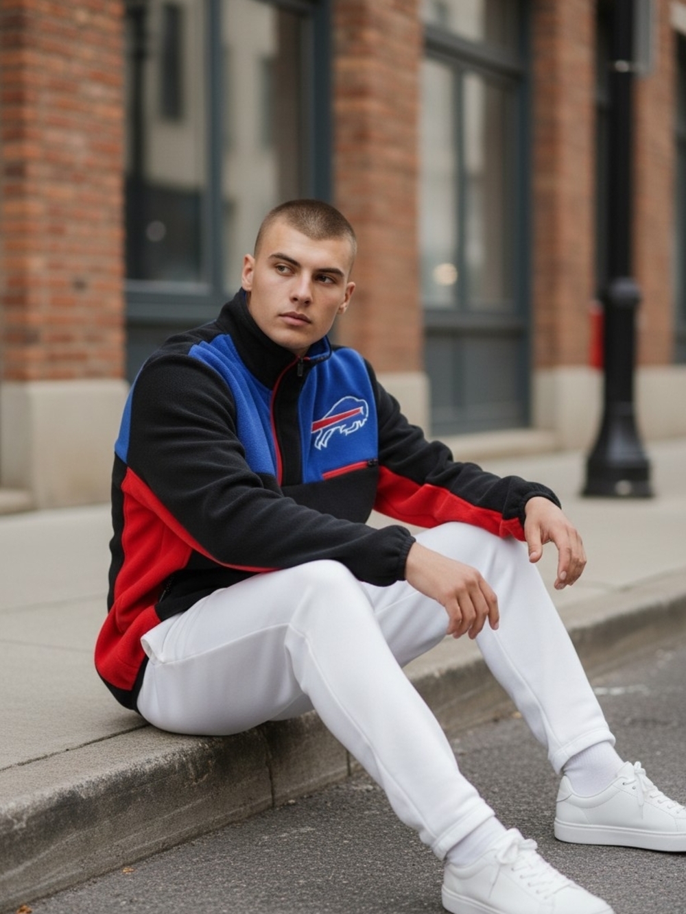 Youth Buffalo Bills Quarter-Zip Pull-over in Black, Blue & Red